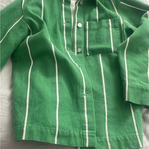 Green Stripe chore jacket.